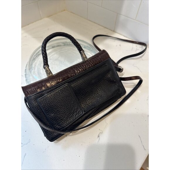 Brighton Crossbody Organizer Purse/Wallet Leather Brown And Black Alligator - Picture 14 of 16